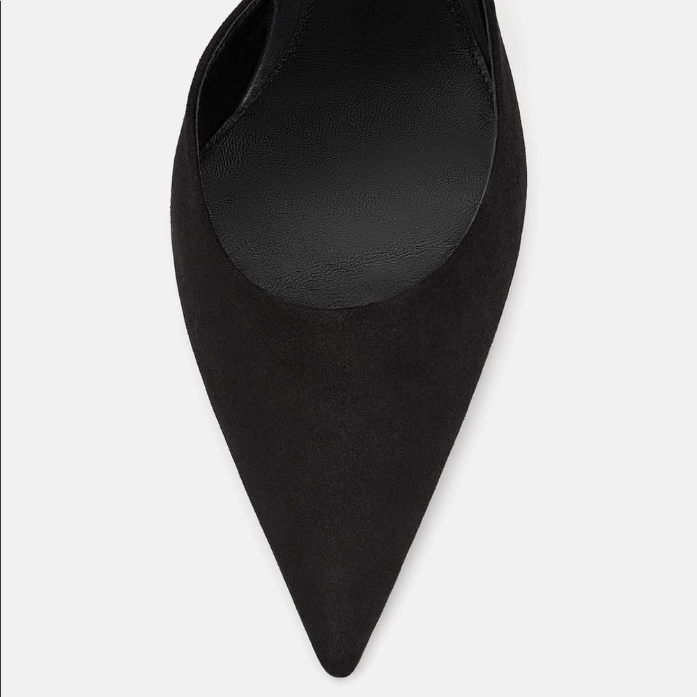 NWT Zara Black Leather Strappy Wraparound Heels - Picture 5 of 8